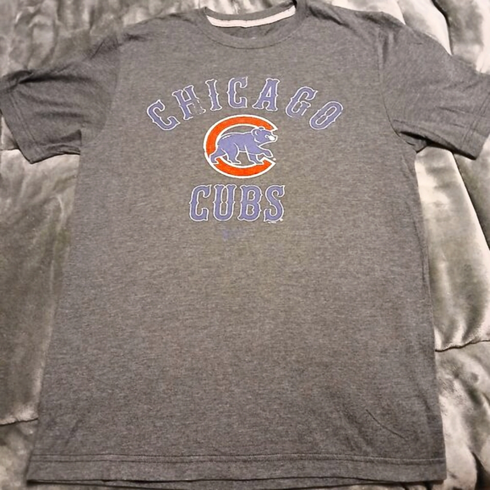 Vintage Nike Chicago Cubs T-shirt Team Logo Heather Gray Blue Red Graphic Men S
